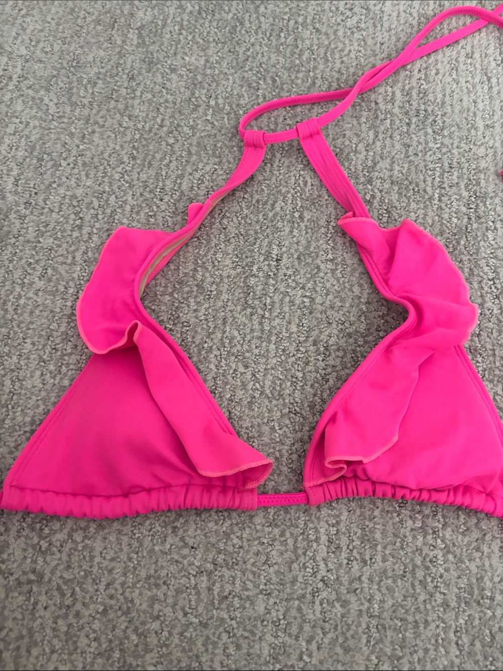 Express Hot Pink Ruffle Triangle Bikini Set - Picture 3 of 7